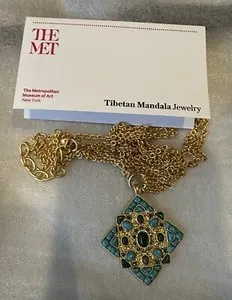 Authentic The Met Tibetan Mandala Pendant Necklace 18 K Gold Plated