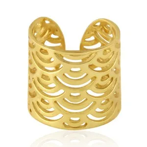 Authentic 18k Yellow Gold Plated Mandala Ring Adjustable Filigree Rings Jewelry