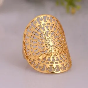 Authentic 18k Gold Plated Mandala Sterling Silver Ring Filigree Handmade Rings For Her
