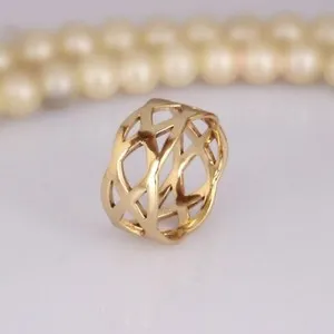 Authentic 18K Yellow Gold Plated 925 Sterling Silver Minimalist Mandala Band Rings