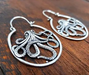 Authentic Celestial Octopus Mandala Hoops: Guardians of the Oceanic Veil
