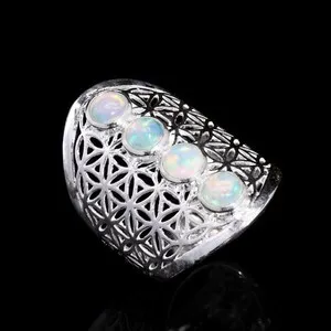 Authentic 925 Sterling Silver Opal Stone Mandala Ring Handmade Jewelry For Womens
