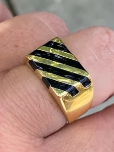 Authentic The Obsidian Bastion: 14k Gold and Solid Silver Onyx Signet