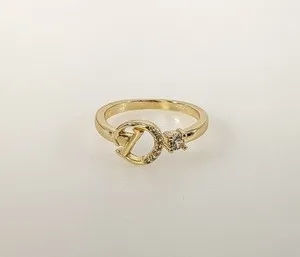 Authentic Gold Plated Adjustable Initial Letter "D" Ring Jewelry Oro Letra Inicial Anillo
