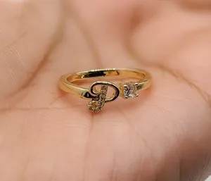 Authentic Gold Plated Adjustable Initial Letter "P" Ring Jewelry Oro Letra Inicial Anillo