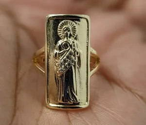 Authentic San Judas Oro Laminado Anillo Ajustable Saint Jude Gold Plated Adjustable Ring