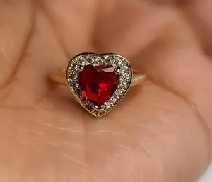 Authentic Gold Plated Heart Ring Jewelry Mom Daughter Oro Corazon Anillo Mujer