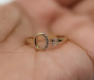 Authentic Gold Plated Adjustable Initial Letter "O" Ring Jewelry Oro Letra Inicial Anillo