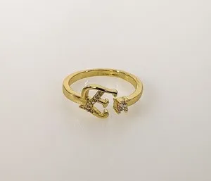 Authentic Gold Plated Adjustable Initial Letter "E" Ring Jewelry Oro Letra Inicial Anillo