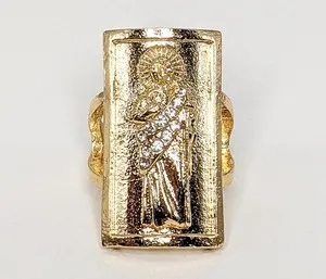 Authentic San Judas Oro Laminado Anillo Ajustable Saint Jude Gold Plated Adjustable Ring