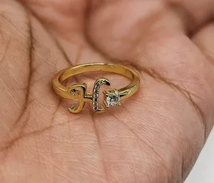 Authentic Gold Plated Adjustable Initial Letter "H" Ring Jewelry Oro Letra Inicial Anillo