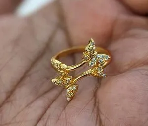 Authentic Gold Plated Butterfly Ring Women Jewelry Oro Laminado Mariposa Anillo Mujer
