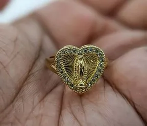 Authentic Gold Plated Virgin Mary Ring / Oro Laminado Virgen Senora de Guadalupe Anillo