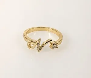 Authentic The Celestial Sigil: Golden Initial N Sovereign Ring