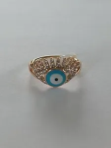 Authentic 18K Gold Plated Evil Eye Ring Size 7/ Anillo De Ojo