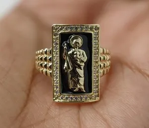 Authentic San Judas Thaddeus Luminous Gold-Plated Adjustable Ring of Infinite Hope