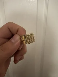 Authentic GOLD PLATED CLASSIC YELLOW JESUS CROSS CRUCIFIX CZ RING ANILLO