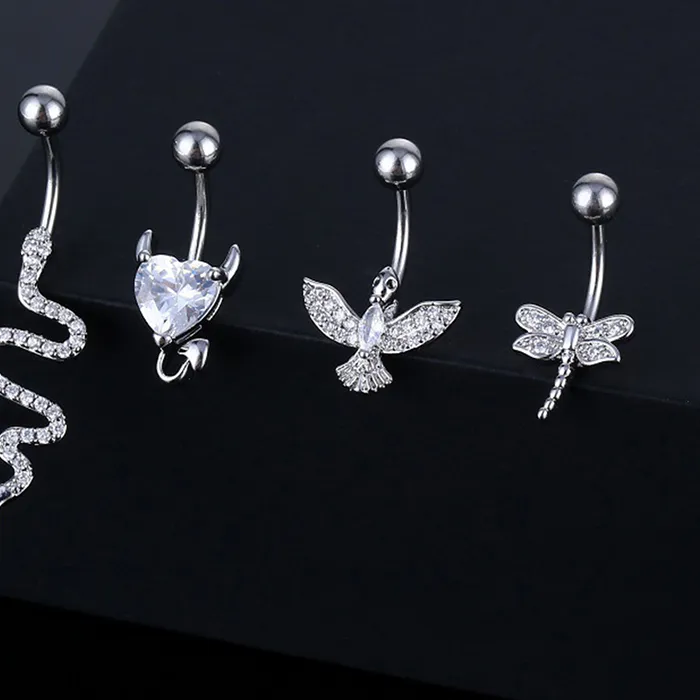 Authentic Crystal Belly Button Ring Animal Shape Belly Piercing Navel Curved Barbell Ring Navel Rings Sexy Body Jewelry