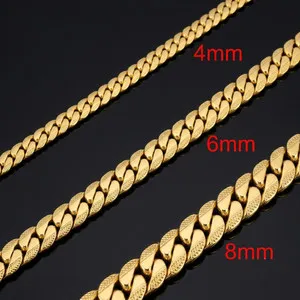 Authentic Miami Cuban Chain Necklace 18-40", Gold Plated Men 3/4/5/6/7/8mm
