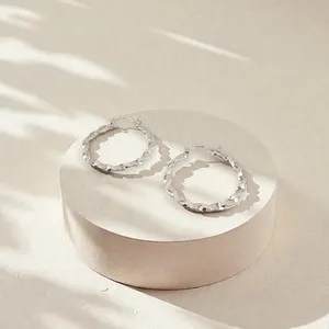 Authentic 50-Pack Silver Twisted Hoop Earrings 18K White Gold Plated D40mm