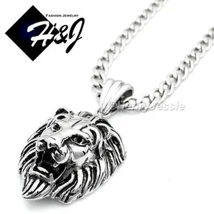 Authentic 18"-40" 6mm Silver/Gold Plated Cuban Curb Chain Lion Pendant*GP50