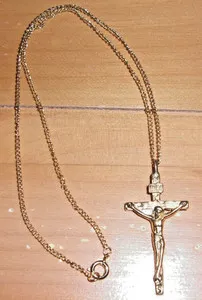 Authentic VINTAGE 925 STERLING GOLD PLATED CRUCIFIX 40S 50S ESTATE PENDANT +gep CHAIN