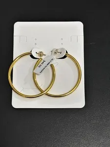 Authentic Aqua Yellow Gold Plated 3mm x 50mm Hoop Earrings $40
