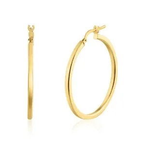 Authentic 10mm to 50mm Sterling Silver Yellow Gold Plated Hoop Earrings