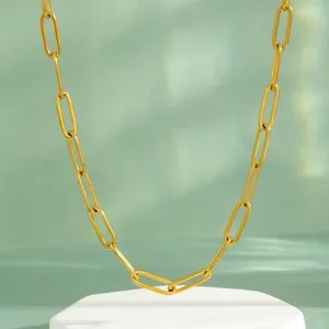 Authentic Gold Plated Pendant Chain 40 60cm Women Everyday Jewelry