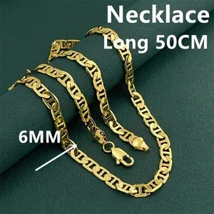 Authentic 925 Sterling Silver Necklace Gold Plated 6mm Figaro Chain 40-60cm Jewelry