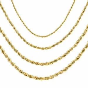 Authentic 24K Gold Plated Beaded Rope Chain Necklace DJADEE, 2-5mm, 40-80cm