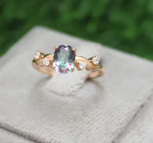 Authentic Mystic Topaz Rings Nature Inspired ring gold plated 925 silver ring wedding ring