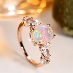 Authentic 2.00Ct Oval Cut Nature Fire Opal Solitaire Engagement Ring 14K Rose Gold Plated