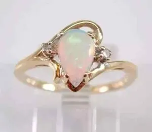 Authentic 2.0Ct Pear Cut Nature Fire opal Solitaire Engagement Ring 14K Yellow Gold Plated