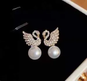 Authentic Nature Pearl 3Ct Round Cut Women's Drop Dangle Earrings 14K Yellow Gold Plated