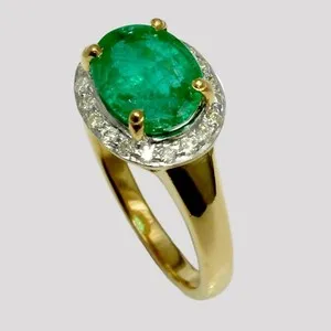 Authentic Nature Emerald Gemstone Gold Plated 925 Sterling Silver Women Ring