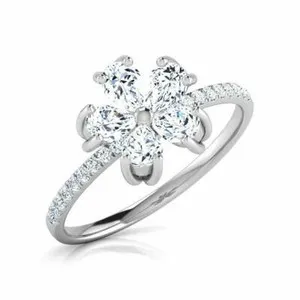 Authentic Blossoming Radiance: 2ct Pear Cut Moissanite Floral Nature Inspired Ring