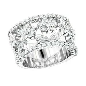 Authentic 3ct Round Cut Lab-Created Moissanite Nature Inspired Wedding Band Gold Plated