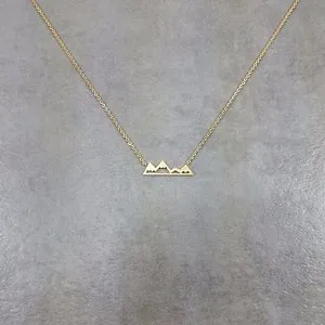 Authentic Mountain Ridgeline GOLD Plated Necklace Nature Choker Jewelry Nature Rocks Ice
