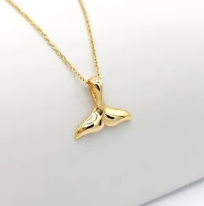 Authentic Whale Tail [GOLD] Plated Necklace Water Fish Ocean Majestic Sea Creature Nature