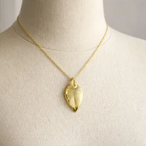 Authentic Gold Plated Leaf Pendant - Nature Jewelry Piece - Good Condition