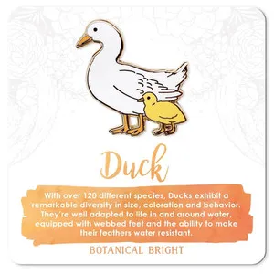 Authentic Duck Enamel Pin - Gold Plated Nature Jewelry - Farm Animal Bird Brooch