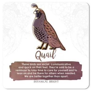 Authentic Quail Enamel Pin - Gold Plated Nature Jewelry - Bird & Wildlife Brooch