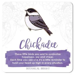 Authentic Chickadee Bird Enamel Pin - Gold Plated Nature Jewelry - Wildlife Brooch