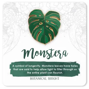 Authentic Monstera Leaf Enamel Pin - Gold Plated Nature Jewelry - Plant Brooch