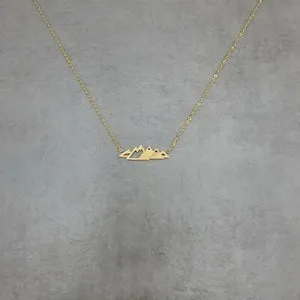 Authentic Mountain Ridgeline 2 GOLD Plated Necklace Nature Choker Range Nature Rocks Ice