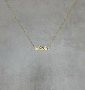Authentic Mountain Ridgeline 3 GOLD Plated Necklace Nature Choker Range Nature Rocks Ice