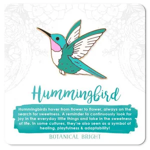 Authentic Hummingbird Enamel Pin - Gold Plated Nature Jewelry - Bird & Wildlife Brooch