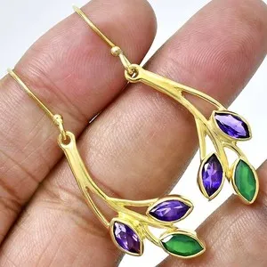 Authentic Unfurl the Blessings of Abundance: Leaf-Shaped 18K Gold Plated Earrings