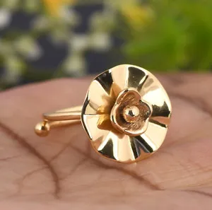 Authentic 18k Gold Plated Wave Disc Ring Yellow Gold Plated Nature Lover Jewelry